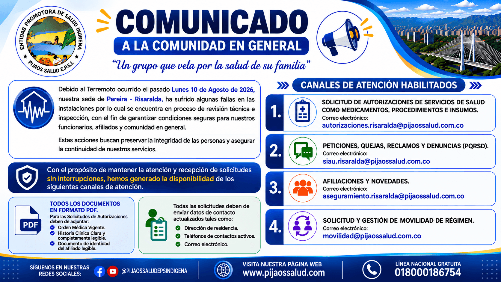 Comunicado Sede Pereira - Risaralda